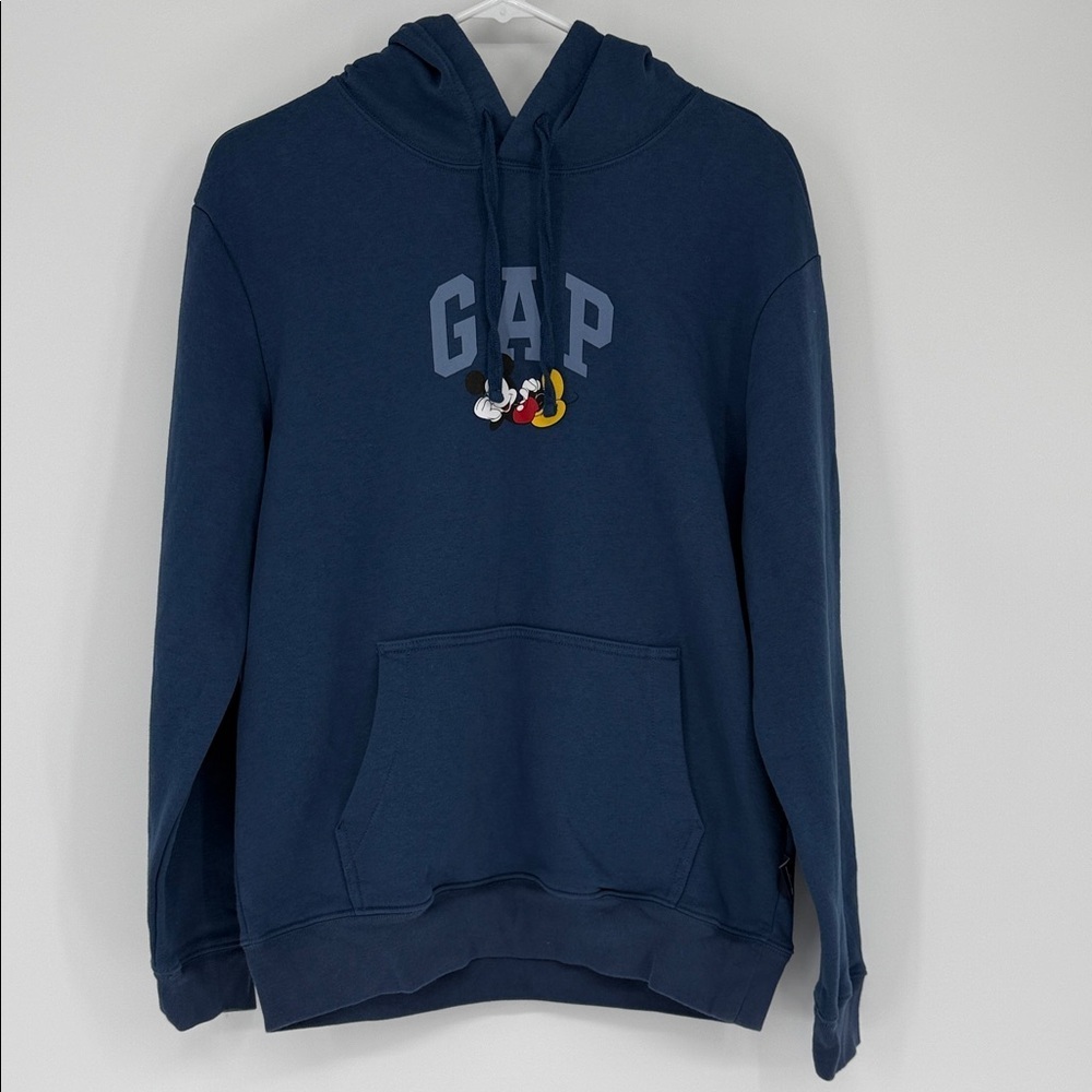 GAP x Disney Mickey Mouse Hoodie Blue Pullover Sweatshirt sz S Graphic Hoodie